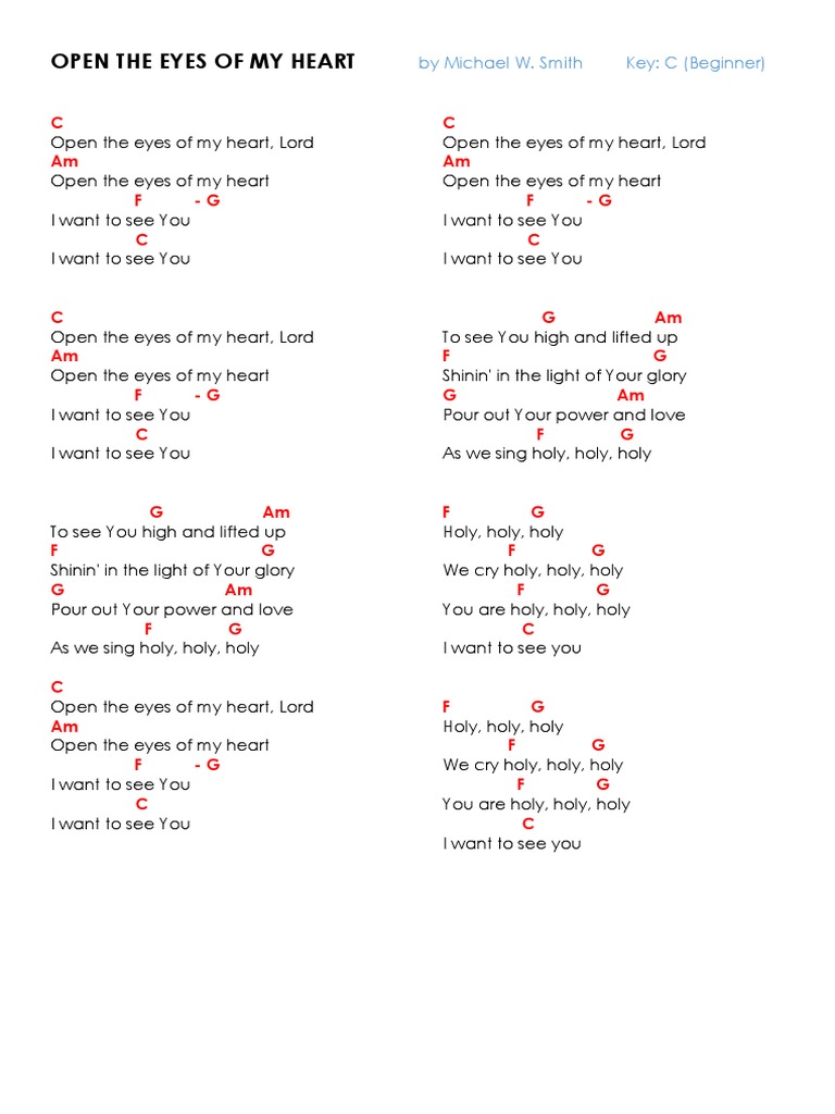 printable lyrics open the eyes of my heart