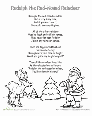 printable lyrics rudolph the red nosed reindeer