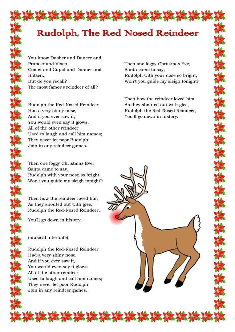 printable lyrics rudolph the red nosed reindeer