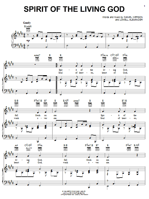 printable lyrics spirit of the living god