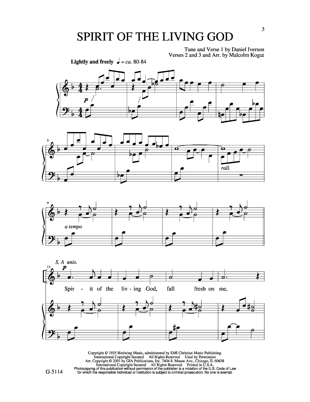 printable lyrics spirit of the living god