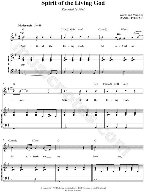 printable lyrics spirit of the living god