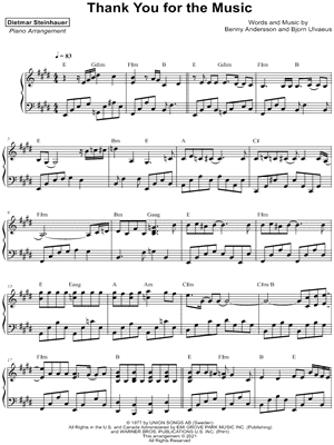 printable lyrics thank you for the music