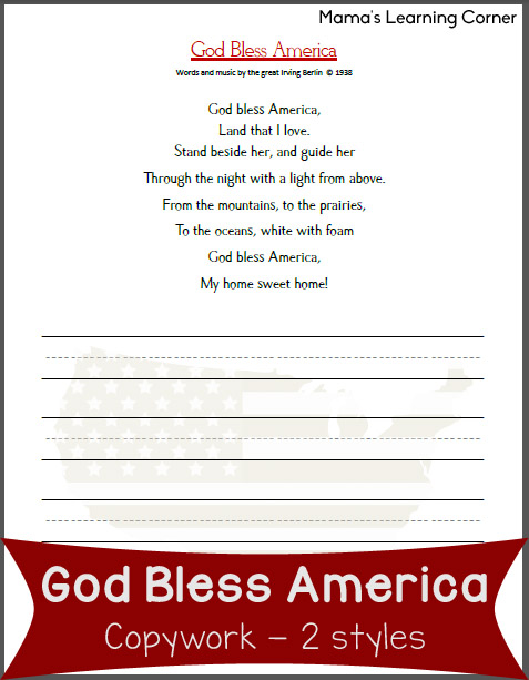 printable lyrics to god bless the usa