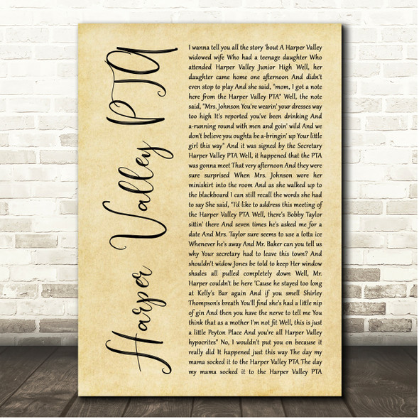 printable lyrics to harper valley pta