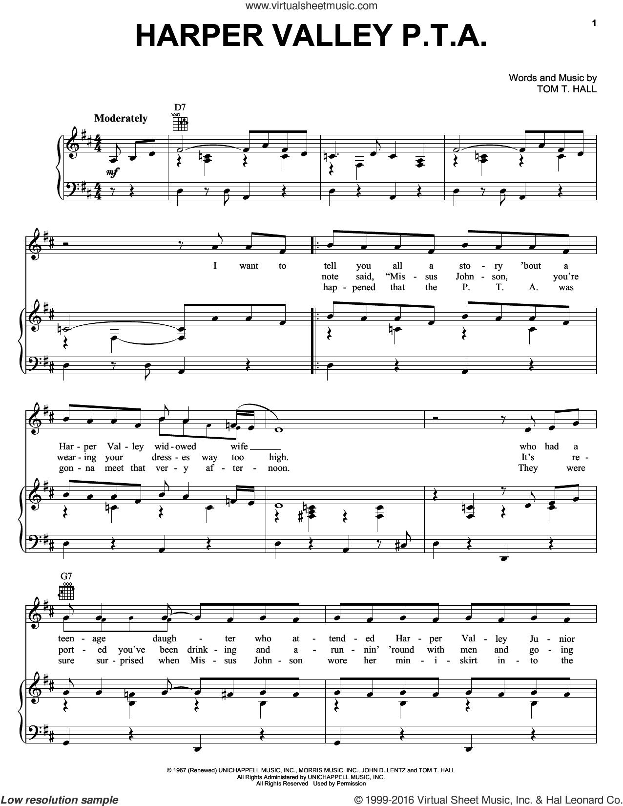 printable lyrics to harper valley pta