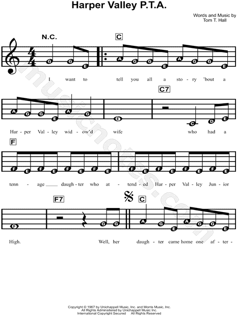 printable lyrics to harper valley pta