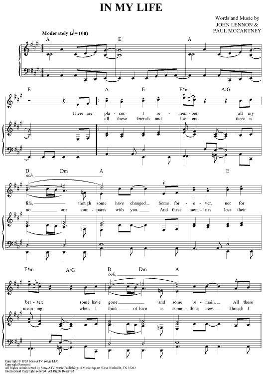 printable lyrics to in my life by the beatles