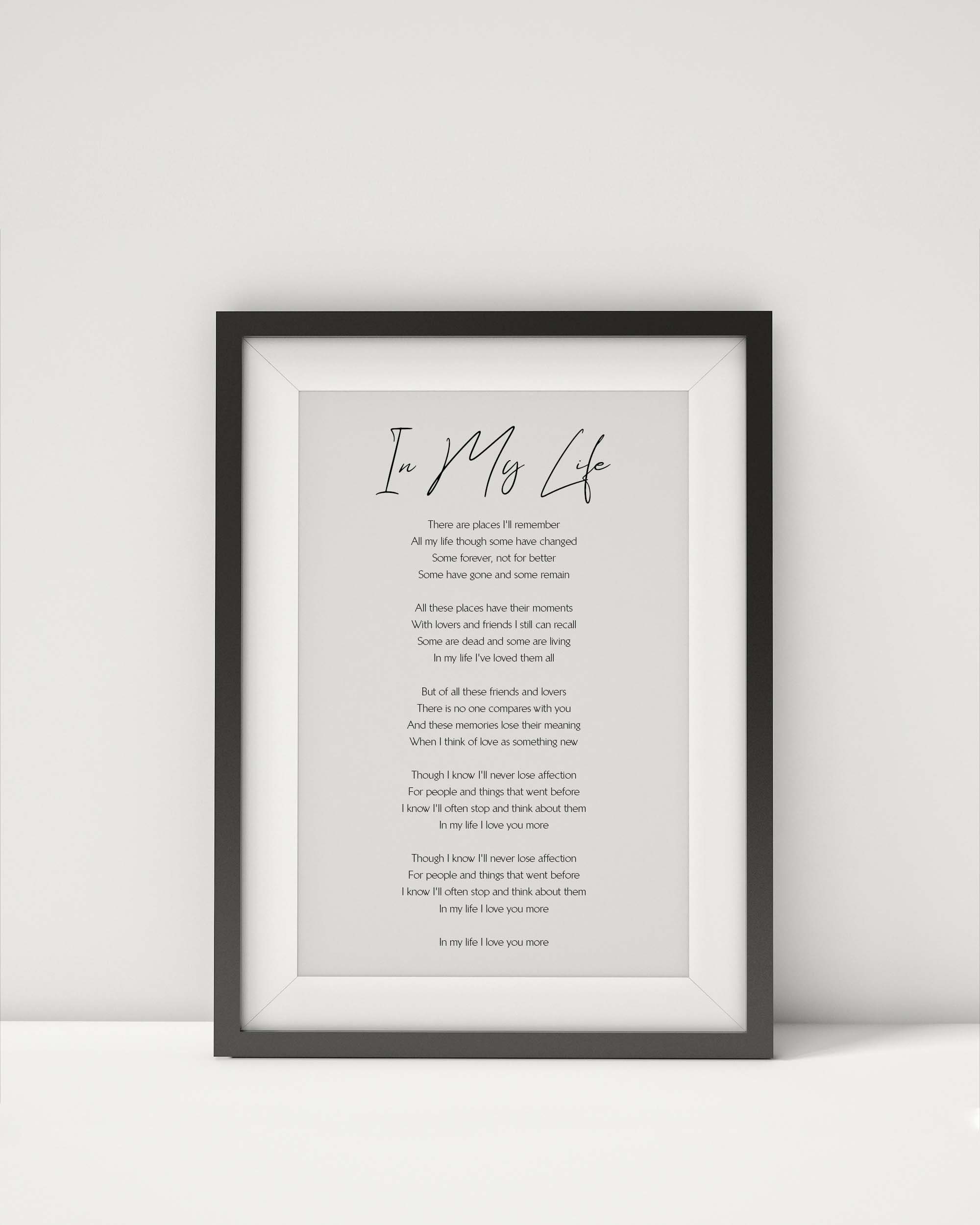 printable lyrics to in my life by the beatles