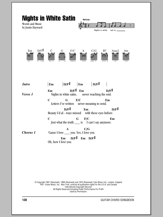 printable lyrics to nights in white satin