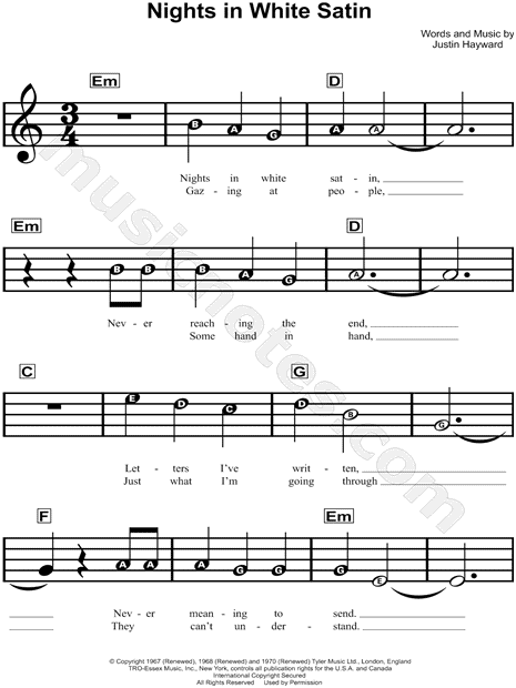 printable lyrics to nights in white satin