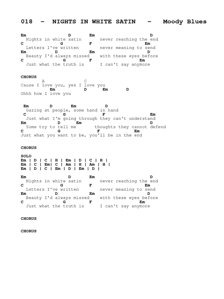 printable lyrics to nights in white satin