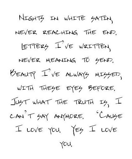 printable lyrics to nights in white satin