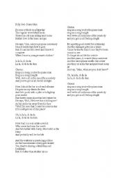 English worksheets: Lyrics To Billy Joel´s Piano Man