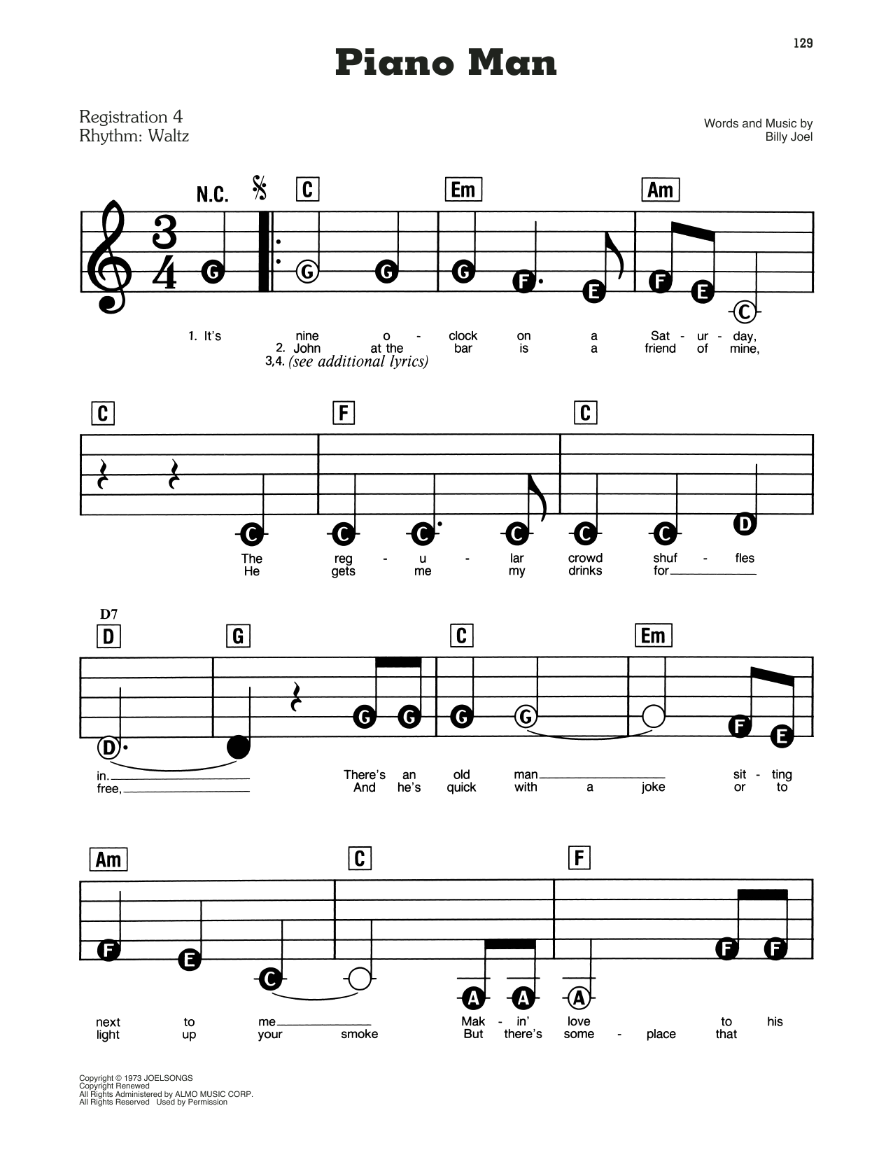 printable lyrics to piano man