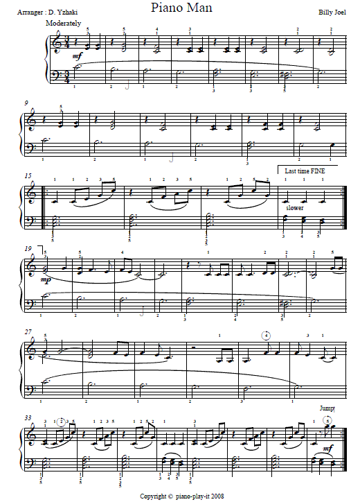 Piano Man Sheet Music (Piano Tutorial)