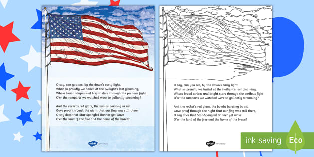 printable lyrics to the national anthem usa