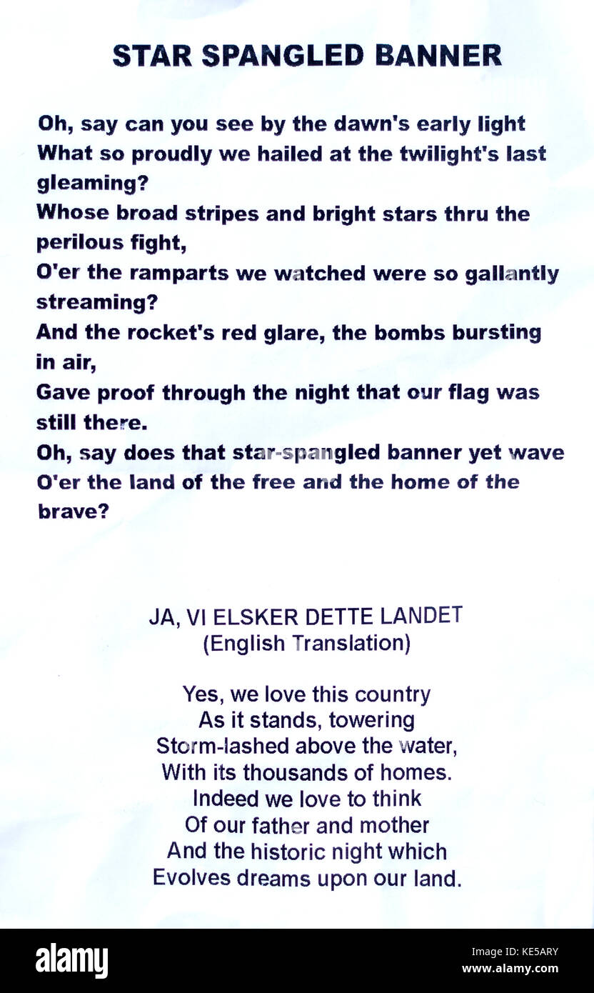 printable lyrics to the national anthem usa