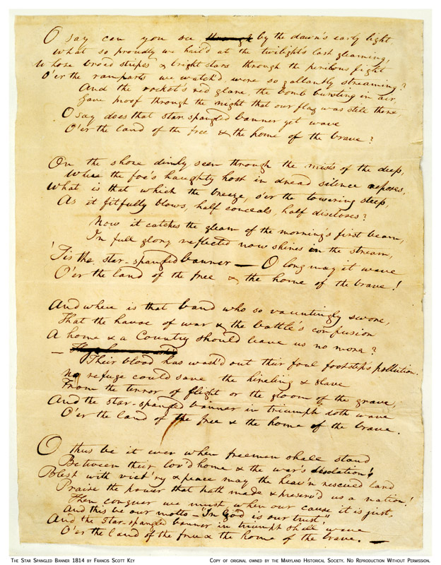printable lyrics to the national anthem usa