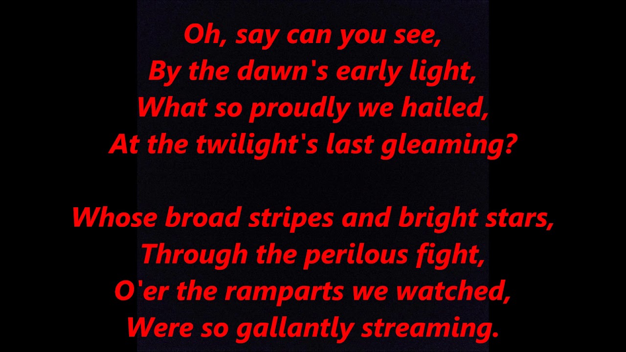 printable lyrics to the national anthem usa