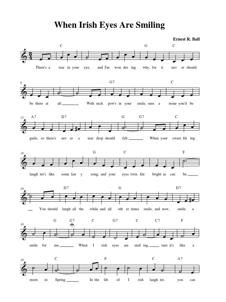 printable lyrics when irish eyes are smiling