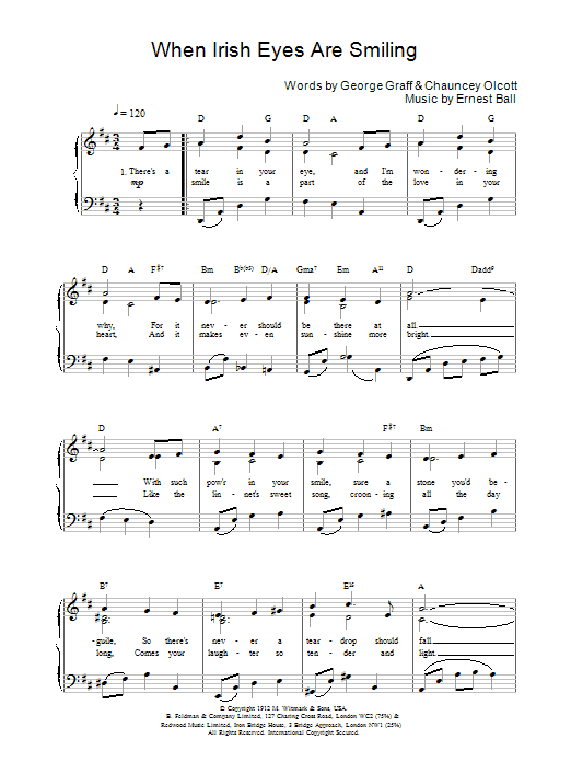 printable lyrics when irish eyes are smiling