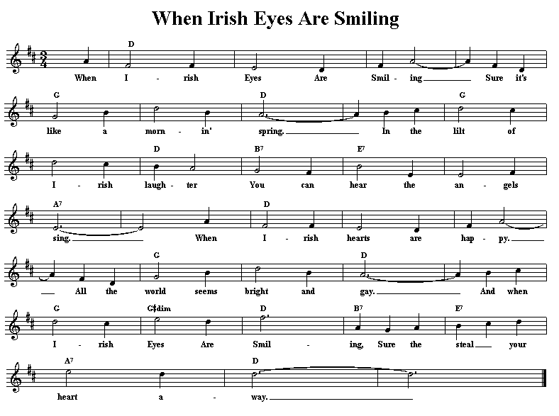 printable lyrics when irish eyes are smiling