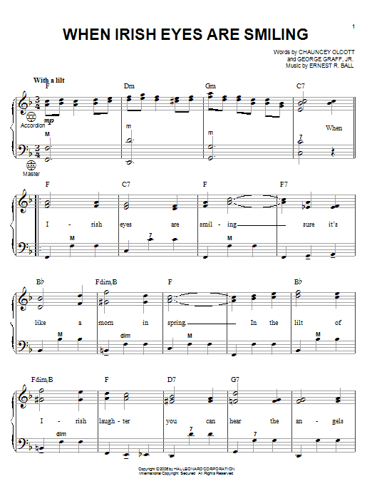 printable lyrics when irish eyes are smiling