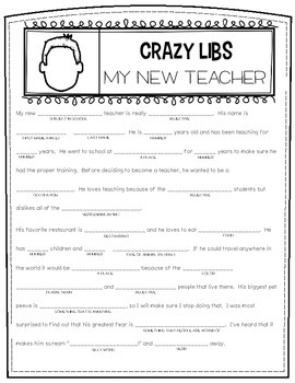 printable mad libs about teachers
