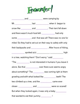 5th grade mad libs assessment by Megan Gaffney | TPT