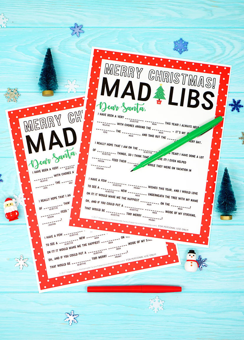 Christmas Mad Libs Printable - Happiness is Homemade