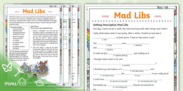 printable mad libs for esl students