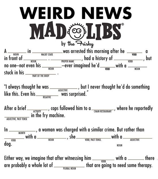 printable mad libs for middle school students