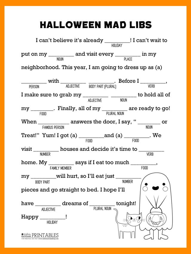 Halloween Mad Libs Printable - My Sisters Suitcase