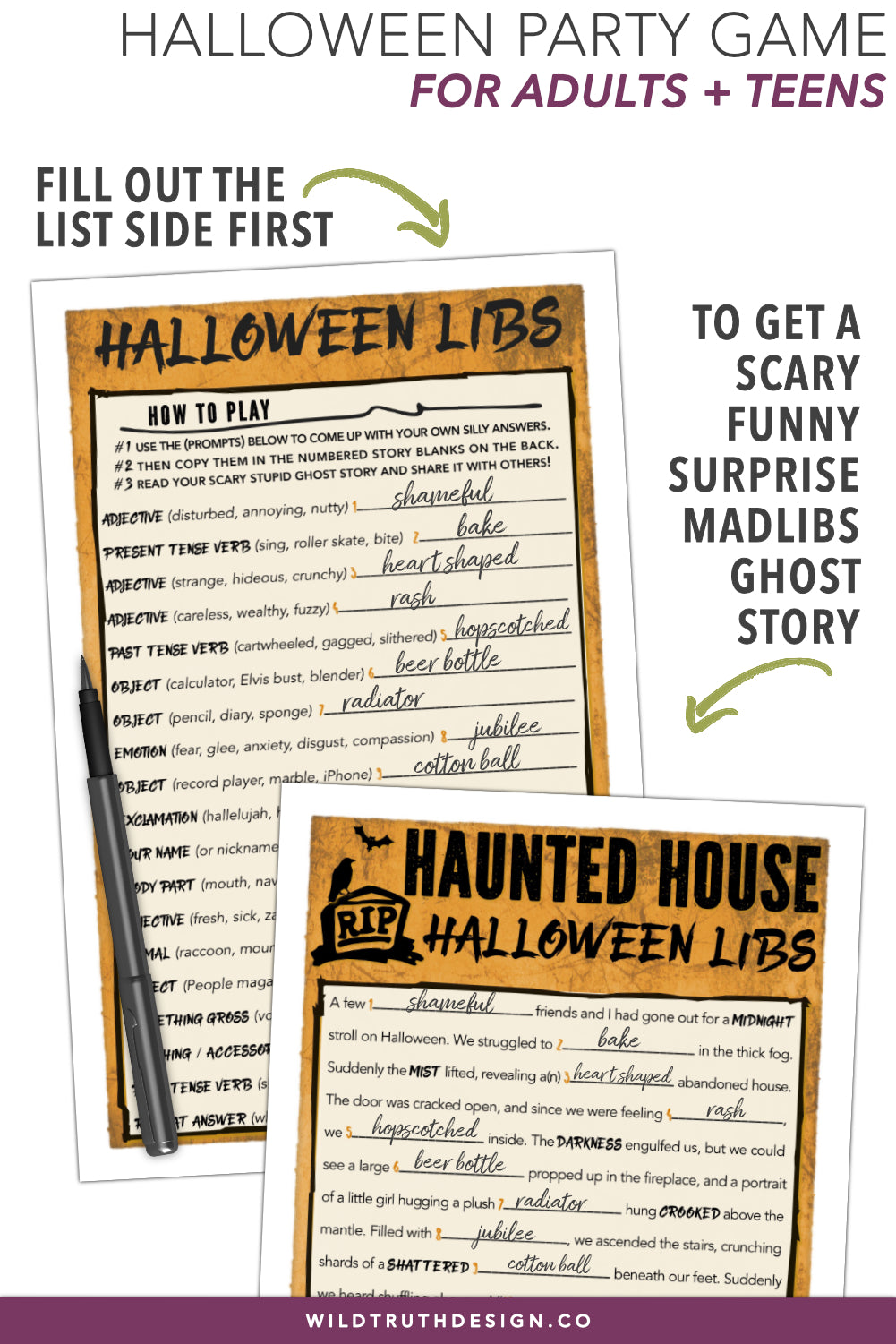 ? Haunted House Halloween Mad Lib Game For Teens &  Adults - Wild ...
