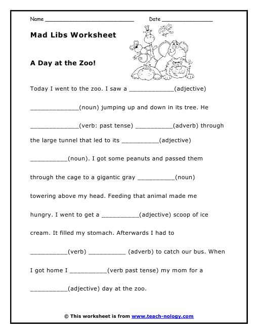 printable mad libs road trip