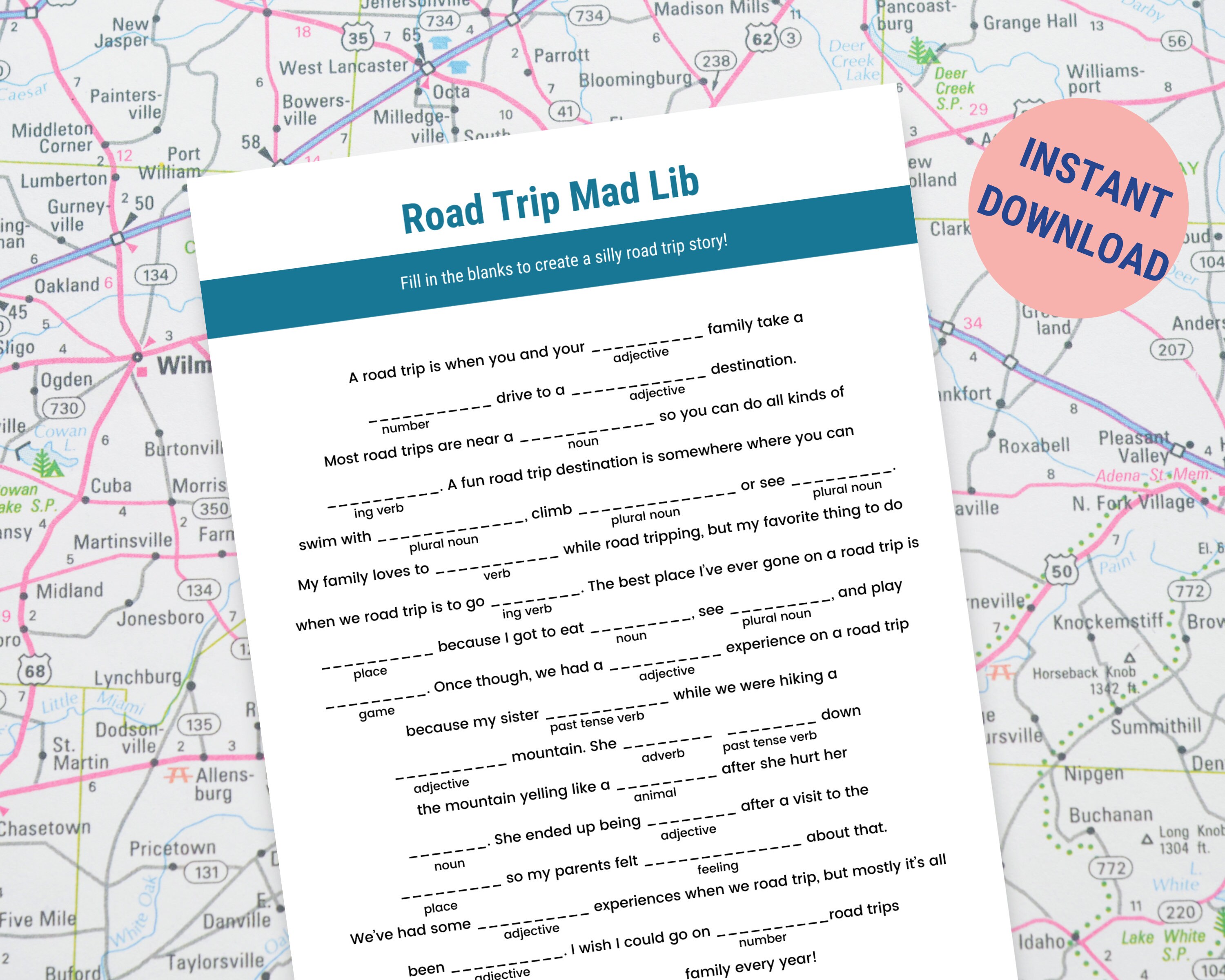printable mad libs road trip