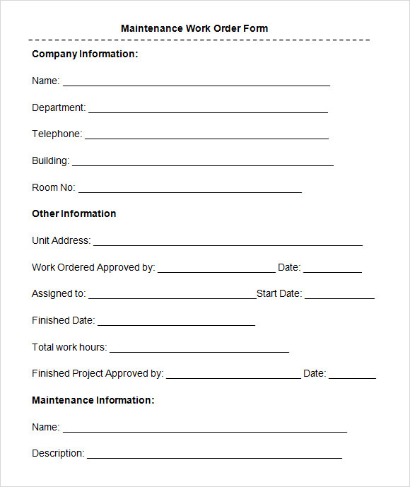 17 Types of Printable Work Order PDF Templates Free (Complete ...