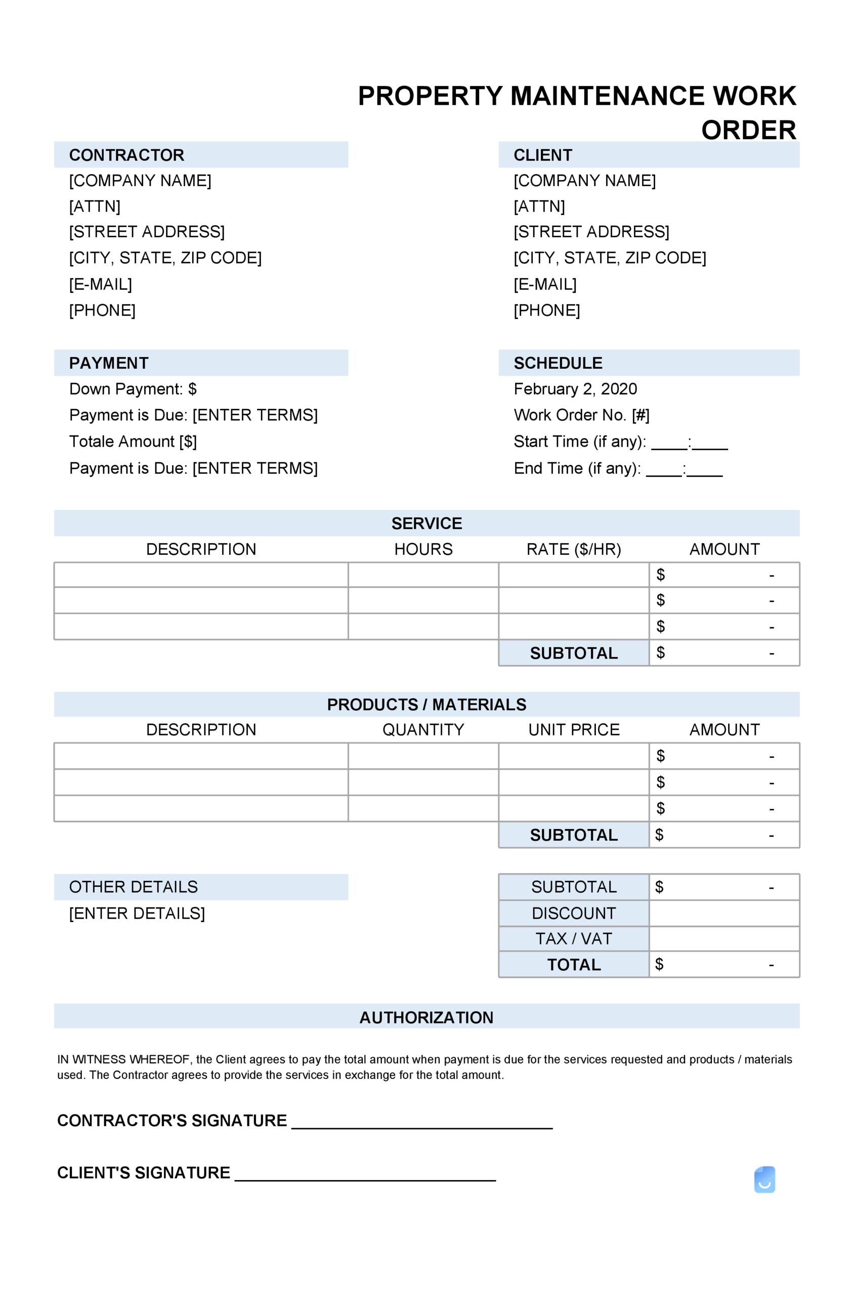 40 Printable Work Order Templates (Excel, Word, PDF)