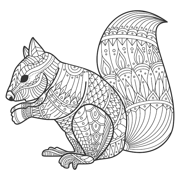 Mandala Squirrel Coloring Page Vectors &  Illustrations for Free ...
