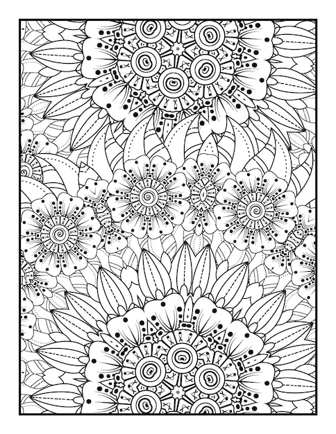 Premium Vector | Floral coloring book for adults flower mandala ...