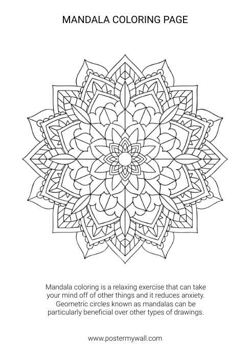 Free printable Mandala coloring Page Template | PosterMyWall