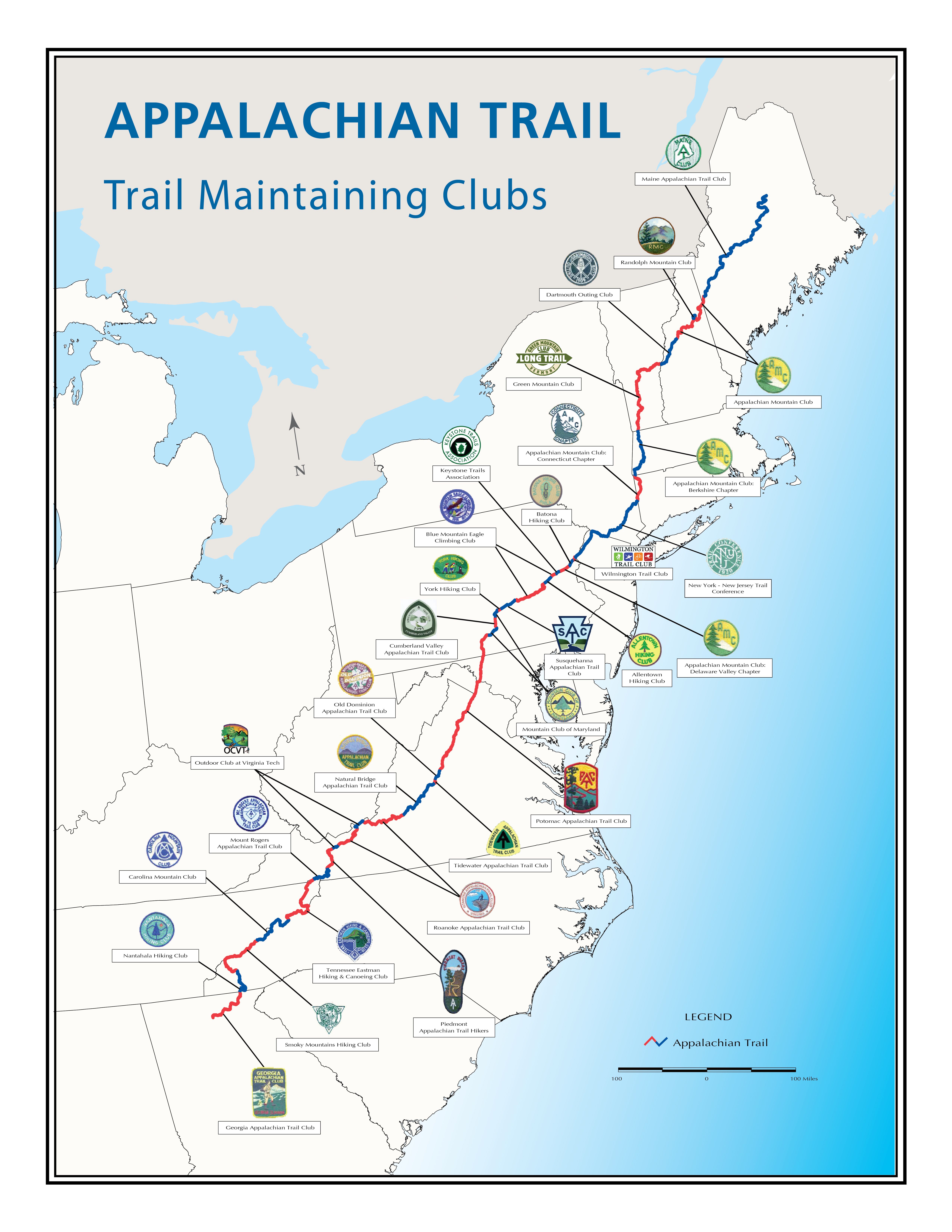 Pin page Worksheets Library - Printable Map Appalachian Trail 18 