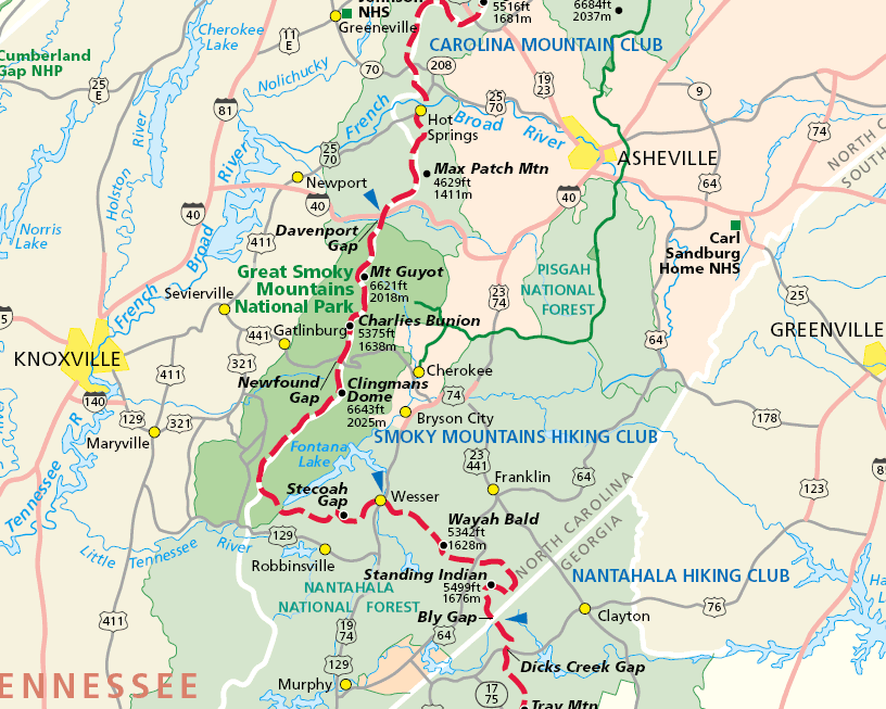 A.T. Map for North Carolina - NANTAHALA HIKING CLUB