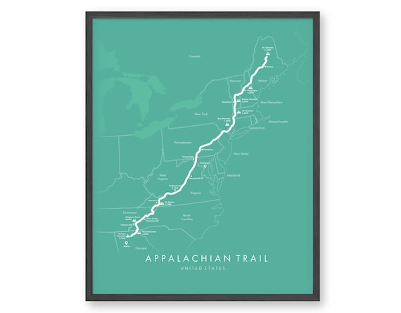 Appalachian Trail Map Appalachian Hiking Trail Poster AT Poster ...