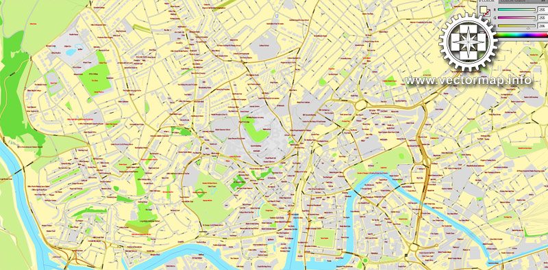 Bristol, England, UK Great Britain, printable vector street City ...
