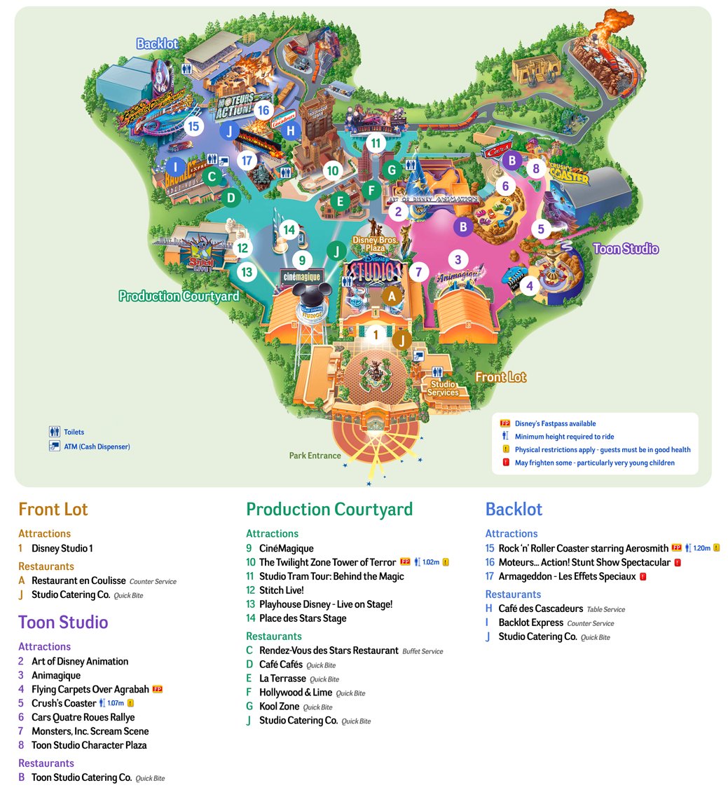 Map of Disneyland Paris and Walt Disney Studios