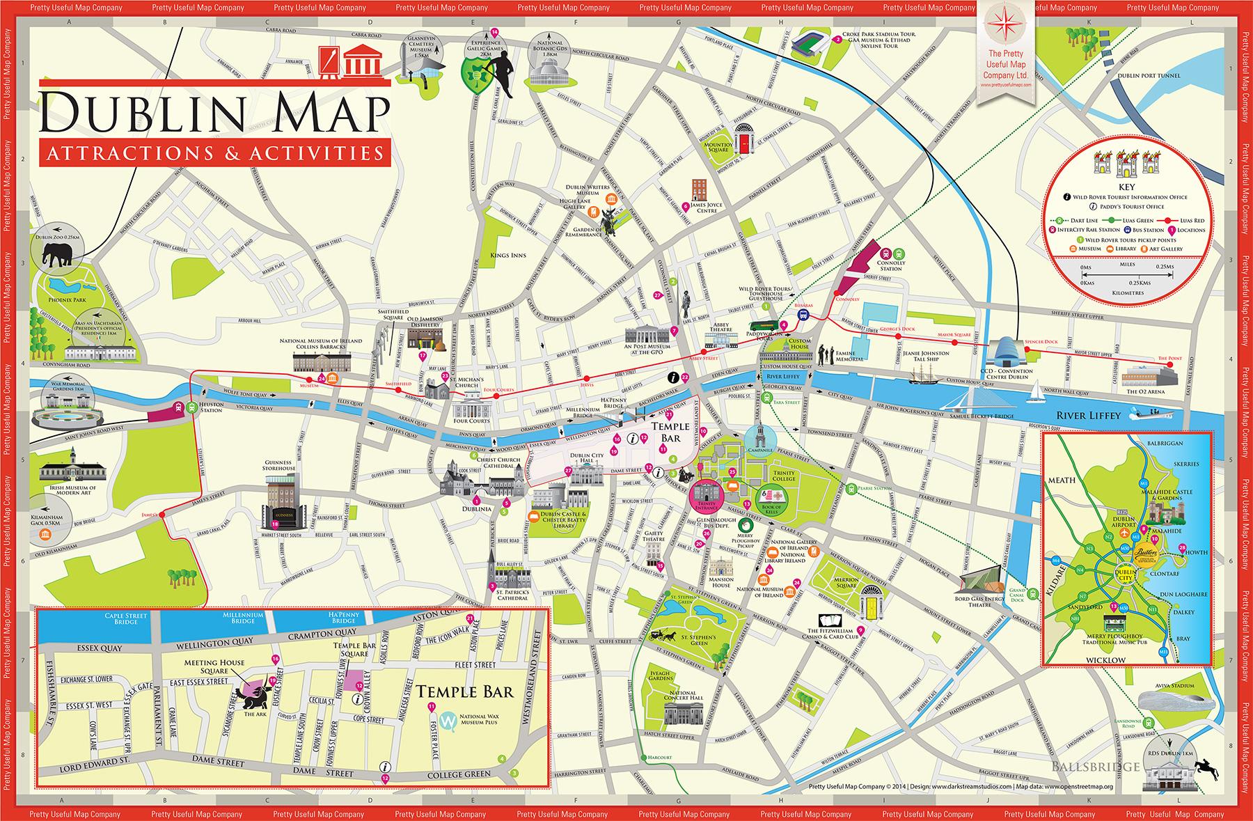 Tourist map Dublin - Map of Dublin tourist attractions (Ireland)