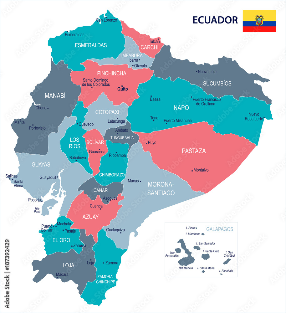 Ecuador - map and flag - Detailed Vector Illustration Stock ...