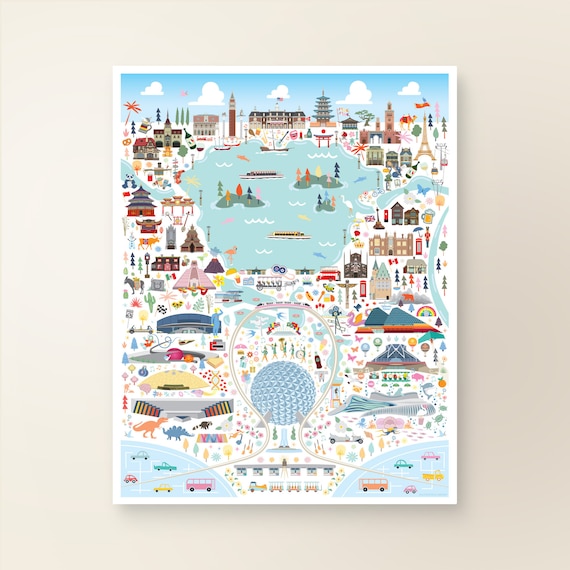 EPCOT Karte Poster Skurriles Wohndekor Epcot Park Map Bild ...